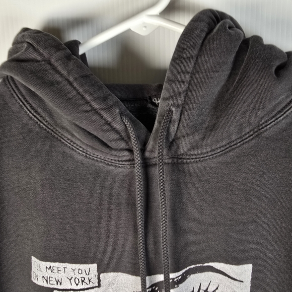 Brandy Melville Charcoal Graphic Hoodie Meet Me In New York John Galt One Size - Picture 3 of 12